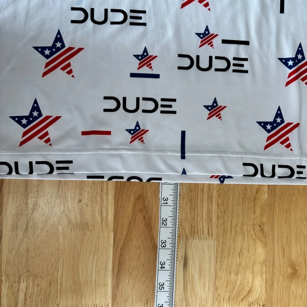 Waggle Performance Golf Polo‎ Shirt Dude Wipes USA Stars Mens L Stretch S/S read - Picture 10 of 10